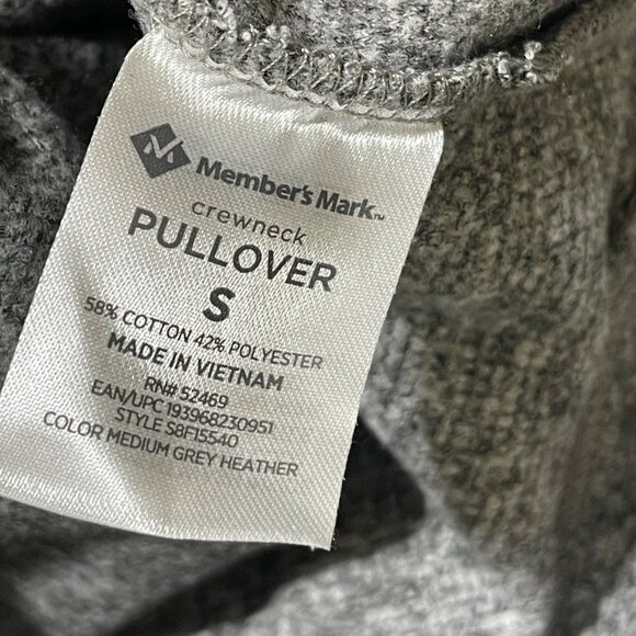 Members Mark Waffle Knit Shirt Grey Crew Neck Base Layer Size S Men's Pullover - Picture 5 of 6